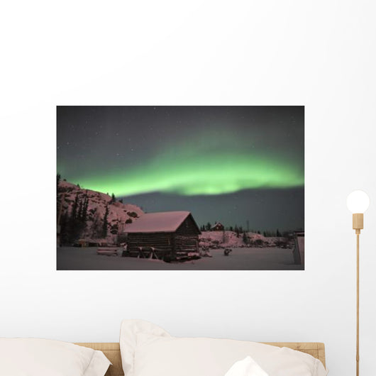 Aurora Borealis over Cabin Wall Decal Design 3