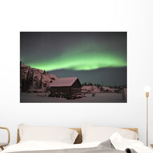 Aurora Borealis over Cabin Wall Decal Design 3
