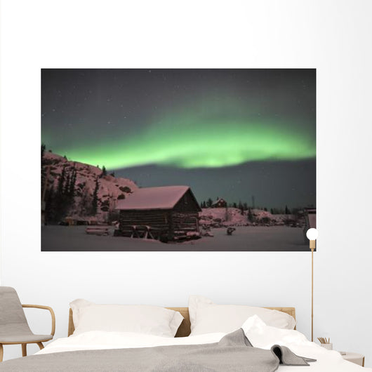 Aurora Borealis over Cabin Wall Decal Design 3