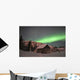 Aurora Borealis over Cabin Wall Decal Design 1