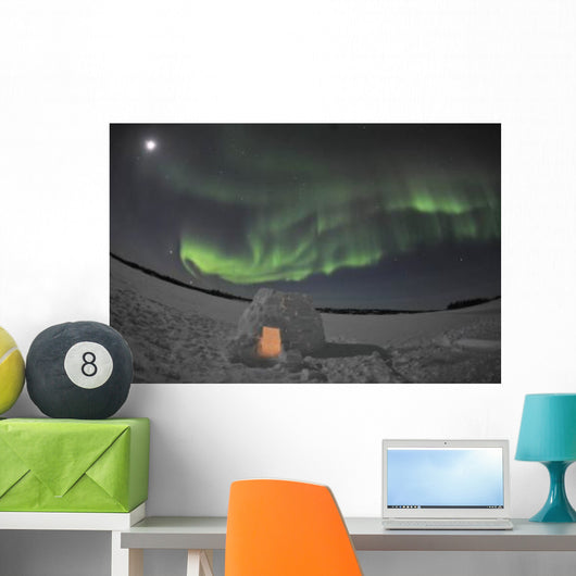 Aurora Borealis over Igloo Wall Decal Design 4