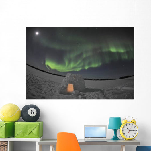 Aurora Borealis over Igloo Wall Decal Design 4