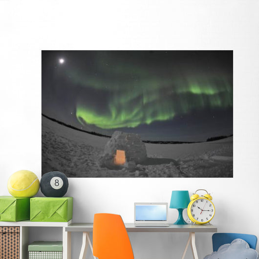Aurora Borealis over Igloo Wall Decal Design 4