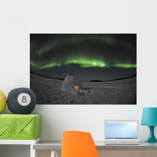Aurora Borealis over Igloo Wall Decal Design 3