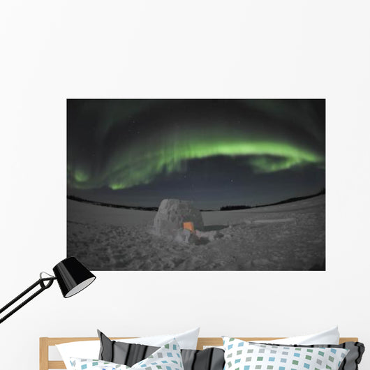 Aurora Borealis over Igloo Wall Decal Design 2