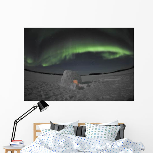 Aurora Borealis over Igloo Wall Decal Design 2