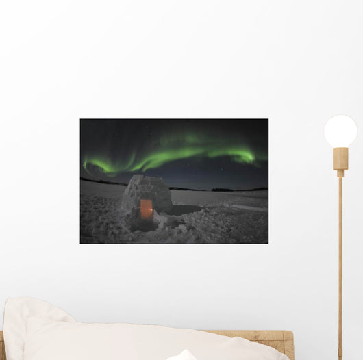 Aurora Borealis over Igloo Wall Decal Design 1
