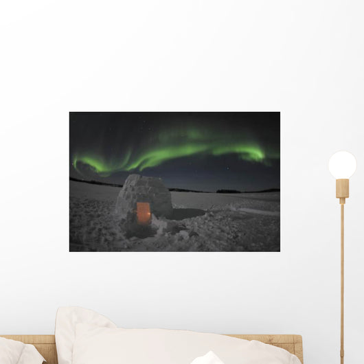 Aurora Borealis over Igloo Wall Decal Design 1