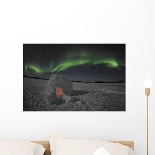 Aurora Borealis over Igloo Wall Decal Design 1