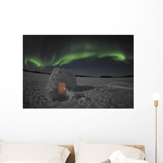 Aurora Borealis over Igloo Wall Decal Design 1