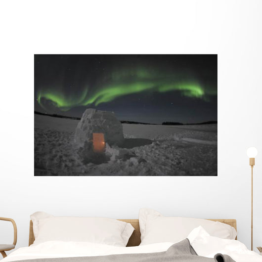 Aurora Borealis over Igloo Wall Decal Design 1