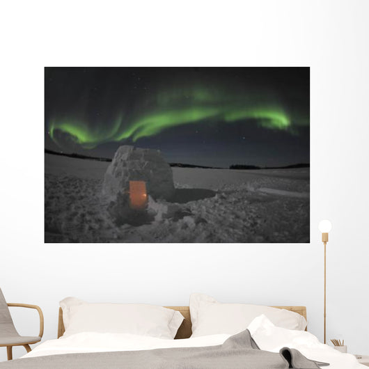 Aurora Borealis over Igloo Wall Decal Design 1