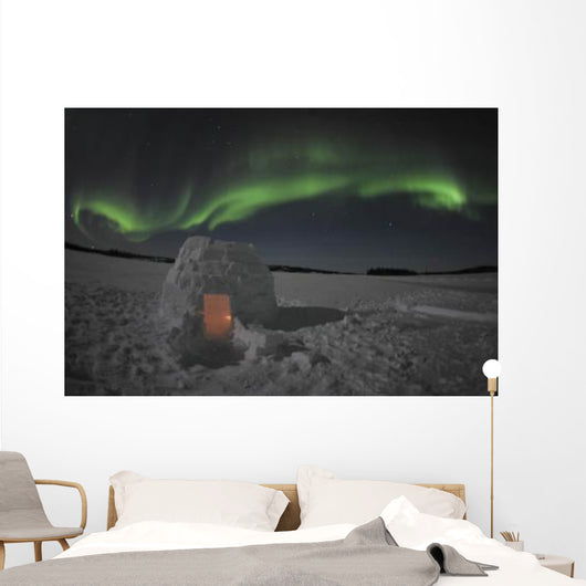 Aurora Borealis over Igloo Wall Decal Design 1