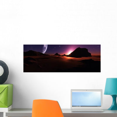 Alien Sunset from High Wall Decal shown on a wall