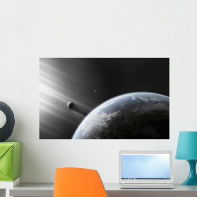 Strange Alien Light Approaches Wall Decal shown on a wall