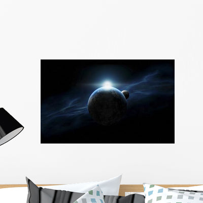 Dawn Breaks Alien Planet Wall Decal Design 2 shown on a wall