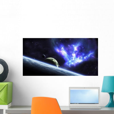 Bird-shaped Nebula Wall Decal shown on a wall