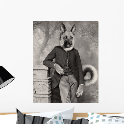 Hans German Shepherd Wall Mural shown on a wall