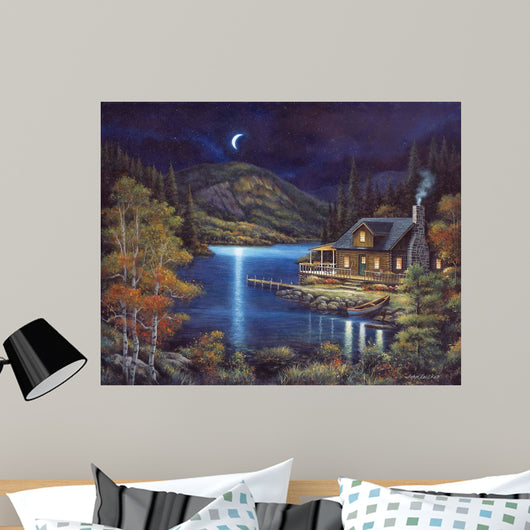 Moonlit Cabin Wall Decal