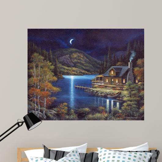 Moonlit Cabin Wall Decal