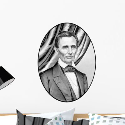 Digitally Restored Vector Portrait Wall Decal Design 4 shown on a wall