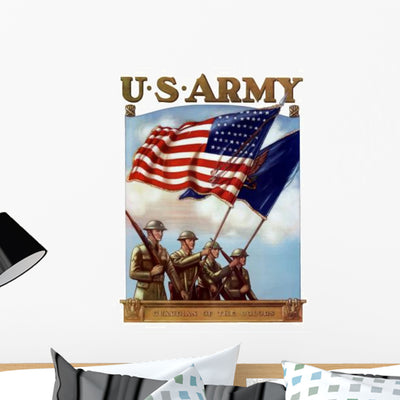 Digitally Restored War Propaganda Wall Decal Design 16 shown on a wall