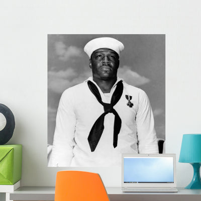 Cook Us Navy Wall Decal shown on a wall