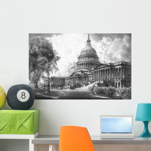 Digitally Restored Vintage Print Wall Decal Design 1