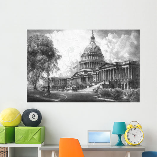 Digitally Restored Vintage Print Wall Decal Design 1