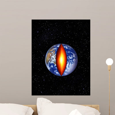 Earth with Center Cutaway Wall Decal shown on a wall