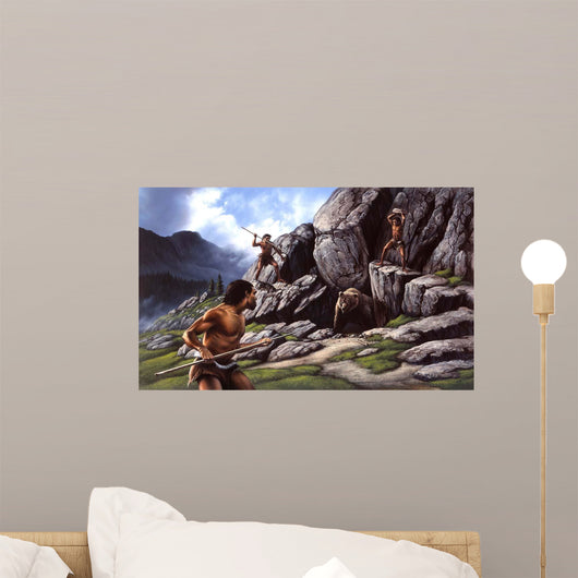 Neanderthals Hunt Cave Bear Wall Decal