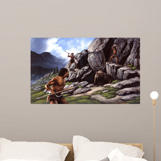Neanderthals Hunt Cave Bear Wall Decal