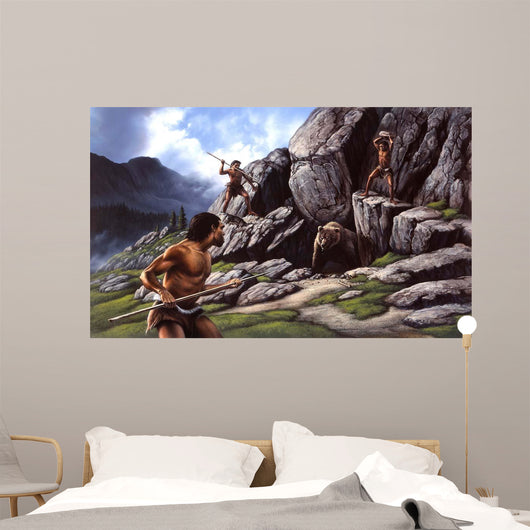 Neanderthals Hunt Cave Bear Wall Decal