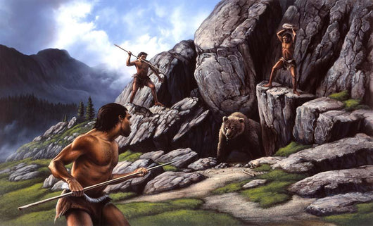 Neanderthals Hunt Cave Bear Wall Decal