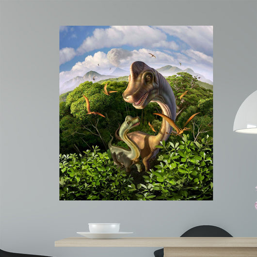 Brachiosaurus with Young above Wall Decal