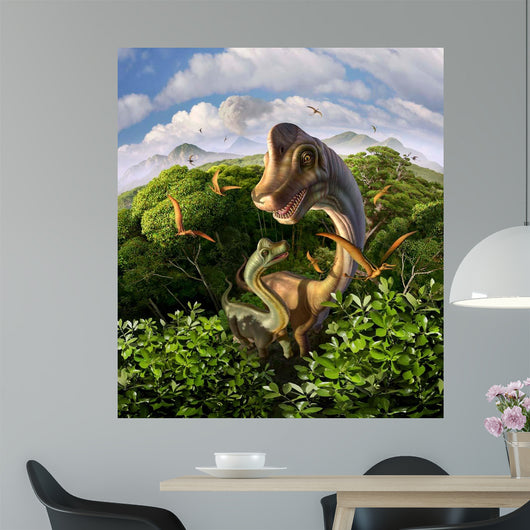 Brachiosaurus with Young above Wall Decal