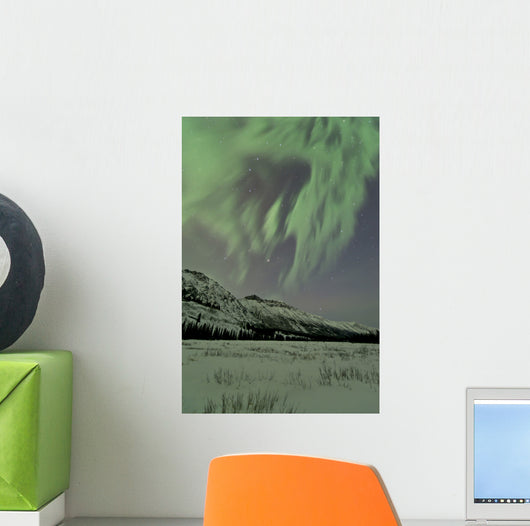 Aurora Borealis over Mountain Wall Decal Design 7
