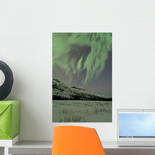Aurora Borealis over Mountain Wall Decal Design 7