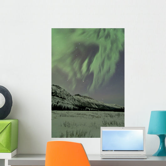 Aurora Borealis over Mountain Wall Decal Design 7