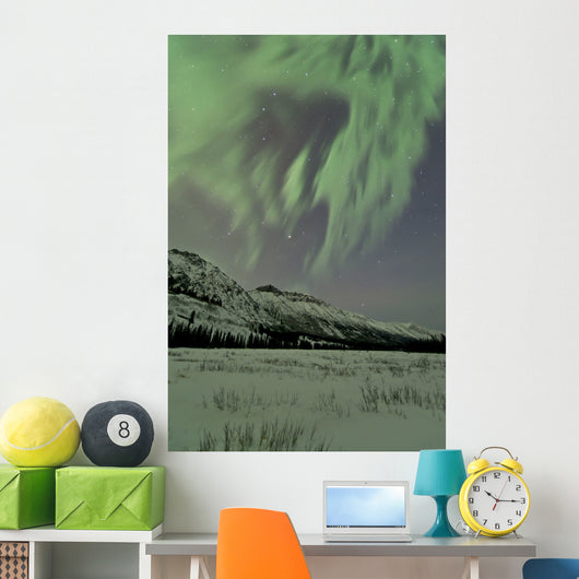 Aurora Borealis over Mountain Wall Decal Design 7