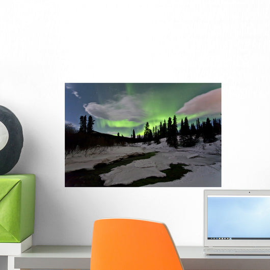Aurora Borealis over Creek Wall Decal Design 3