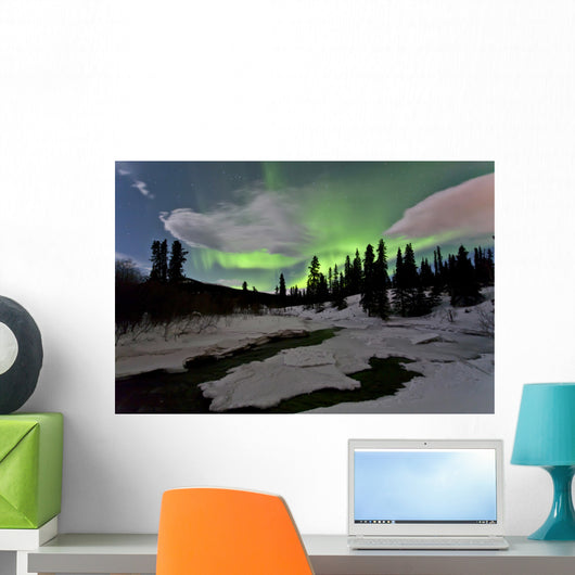 Aurora Borealis over Creek Wall Decal Design 3