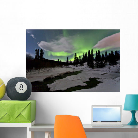 Aurora Borealis over Creek Wall Decal Design 3