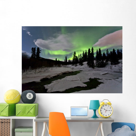 Aurora Borealis over Creek Wall Decal Design 3