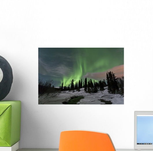 Aurora Borealis over Creek Wall Decal Design 2
