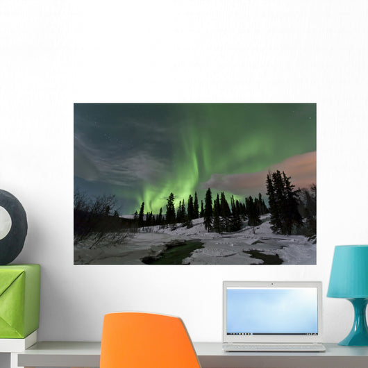 Aurora Borealis over Creek Wall Decal Design 2
