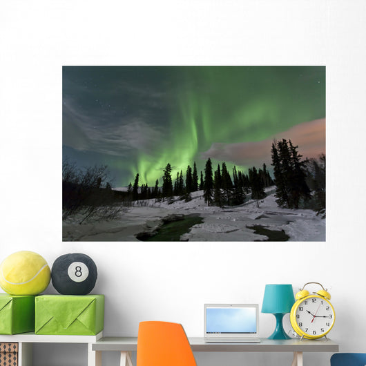 Aurora Borealis over Creek Wall Decal Design 2