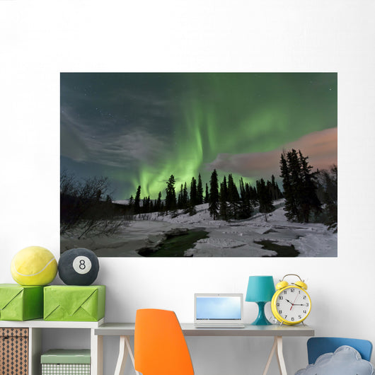 Aurora Borealis over Creek Wall Decal Design 2