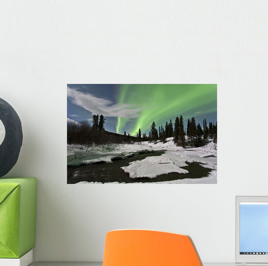 Aurora Borealis over Creek Wall Decal Design 1