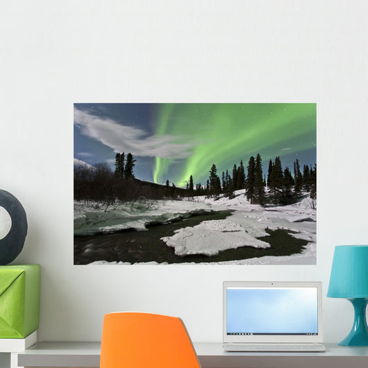 Aurora Borealis over Creek Wall Decal Design 1